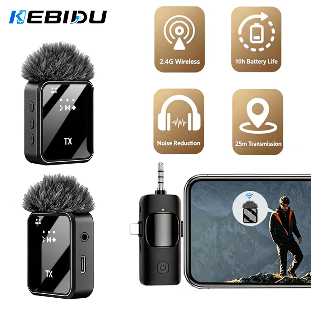 Wireless Lavalier Microphone Dual Receiver - KEBIDU Bezprzewodowy Mikrofon Krawatowy 3 w