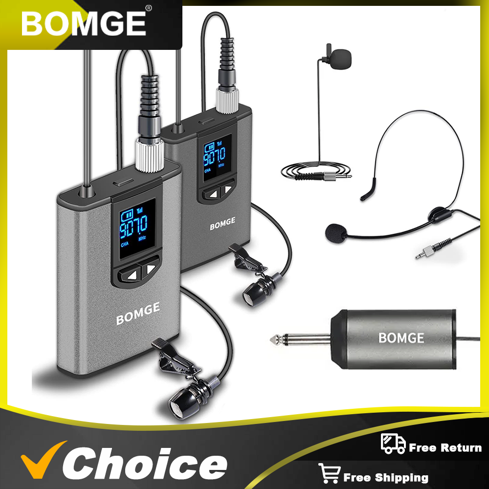 Wireless Lavalier Microphone Dual Receiver - BOMGE Podwójny bezprzewodowy system mikrofonowy Zestaw