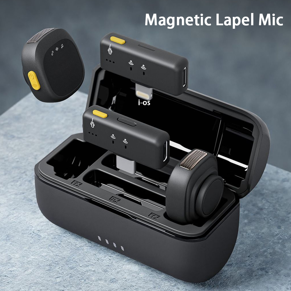 Wireless Lavalier Microphone Dual Receiver - Mikrofon krawatowy bezprzewodowy z magnetycznym mocowaniem,