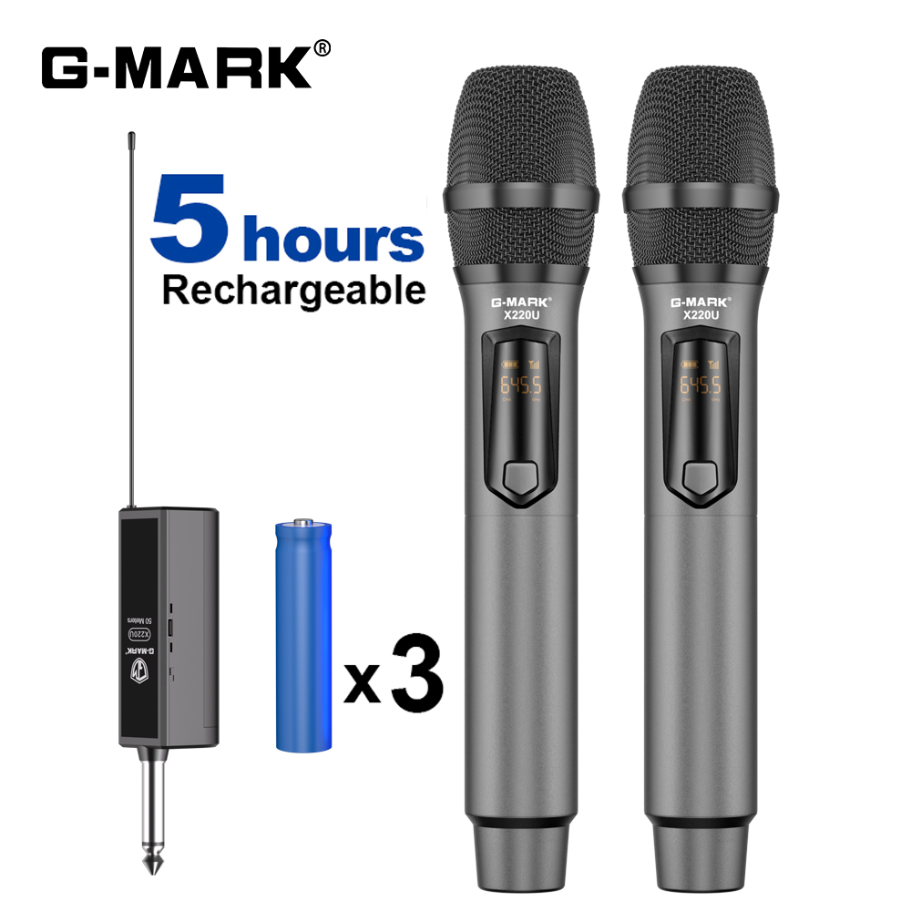 Rechargeable Wireless Mic Lithium Battery - Mikrofon bezprzewodowy G-MARK X220U UHF mikrofon