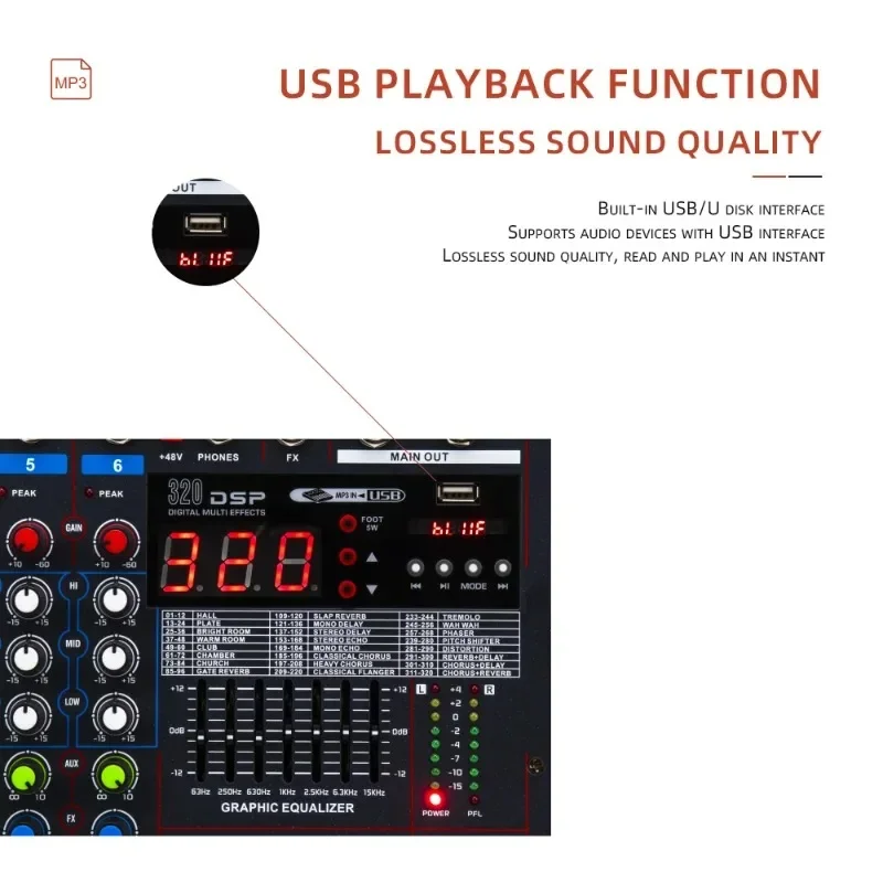 Karaoke Amplifier Mixer Bluetooth - Mikser mikrofonowy cyfrowy Bluetooth LXR12, 12-kanałowy,