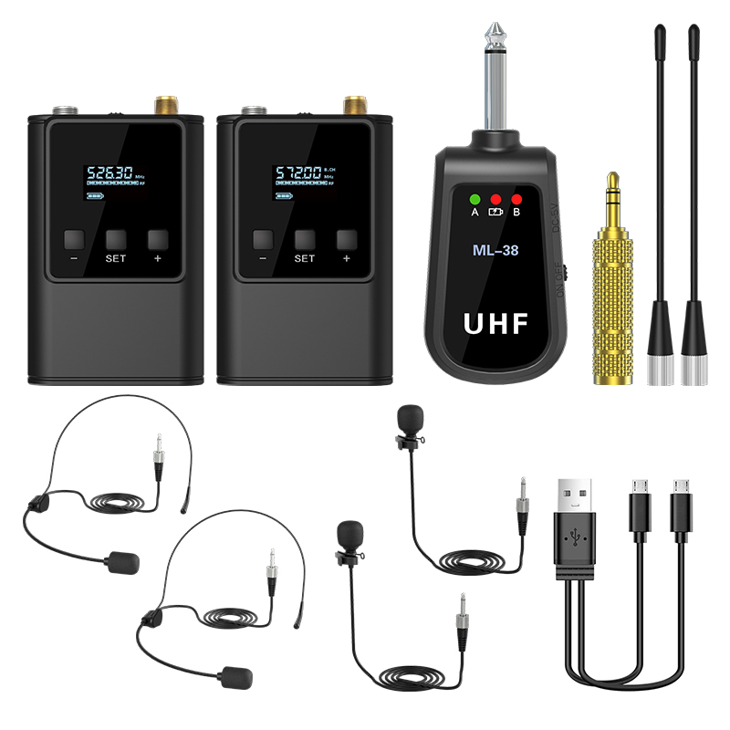 Wireless Lavalier Microphone Dual Receiver - Podwójny bezprzewodowy system mikrofonowy Zestaw słuchawkowy