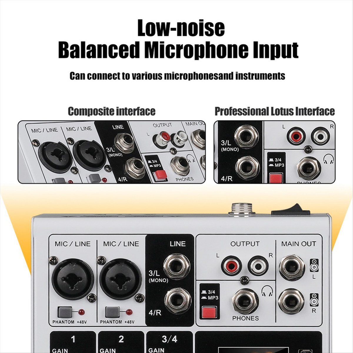 Karaoke Amplifier Mixer Bluetooth - DTC5 4-kanałowy mikser audio przenośny DJ