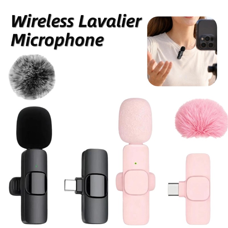Wireless Lavalier Microphone Dual Receiver - Podwójny bezprzewodowy mikrofon krawatowy z redukcją