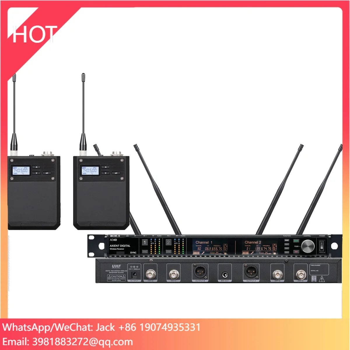 Uhf Wireless Microphone System Dual Channel - Profesjonalny zestaw słuchawkowy WCM16 Black Cardioid