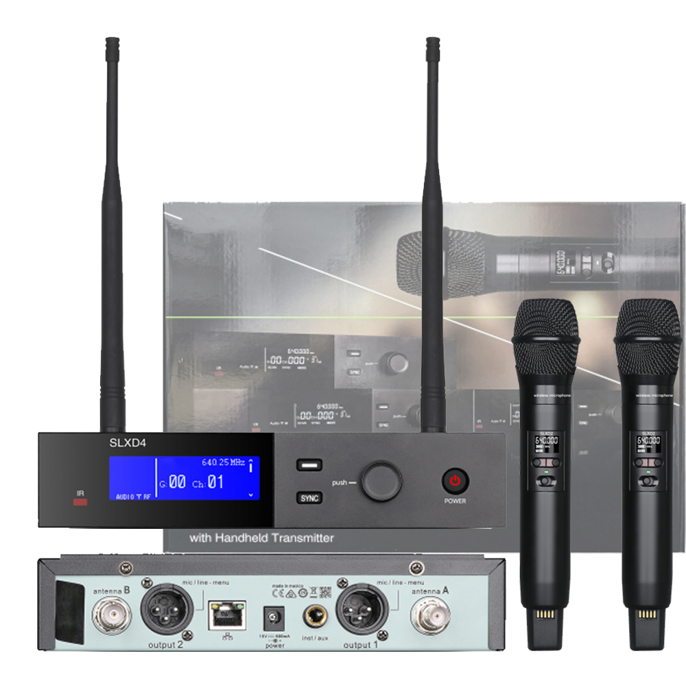 Uhf Wireless Microphone System Dual Channel - Dwukanałowy mikrofon bezprzewodowy SLXD4 SLXD2, profesjonalny