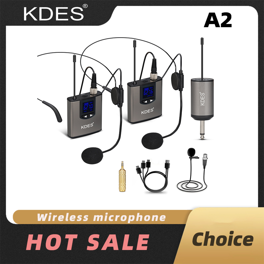 Wireless Lavalier Microphone Dual Receiver - KDES Podwójny Bezprzewodowy System Mikrofonowy Zestaw