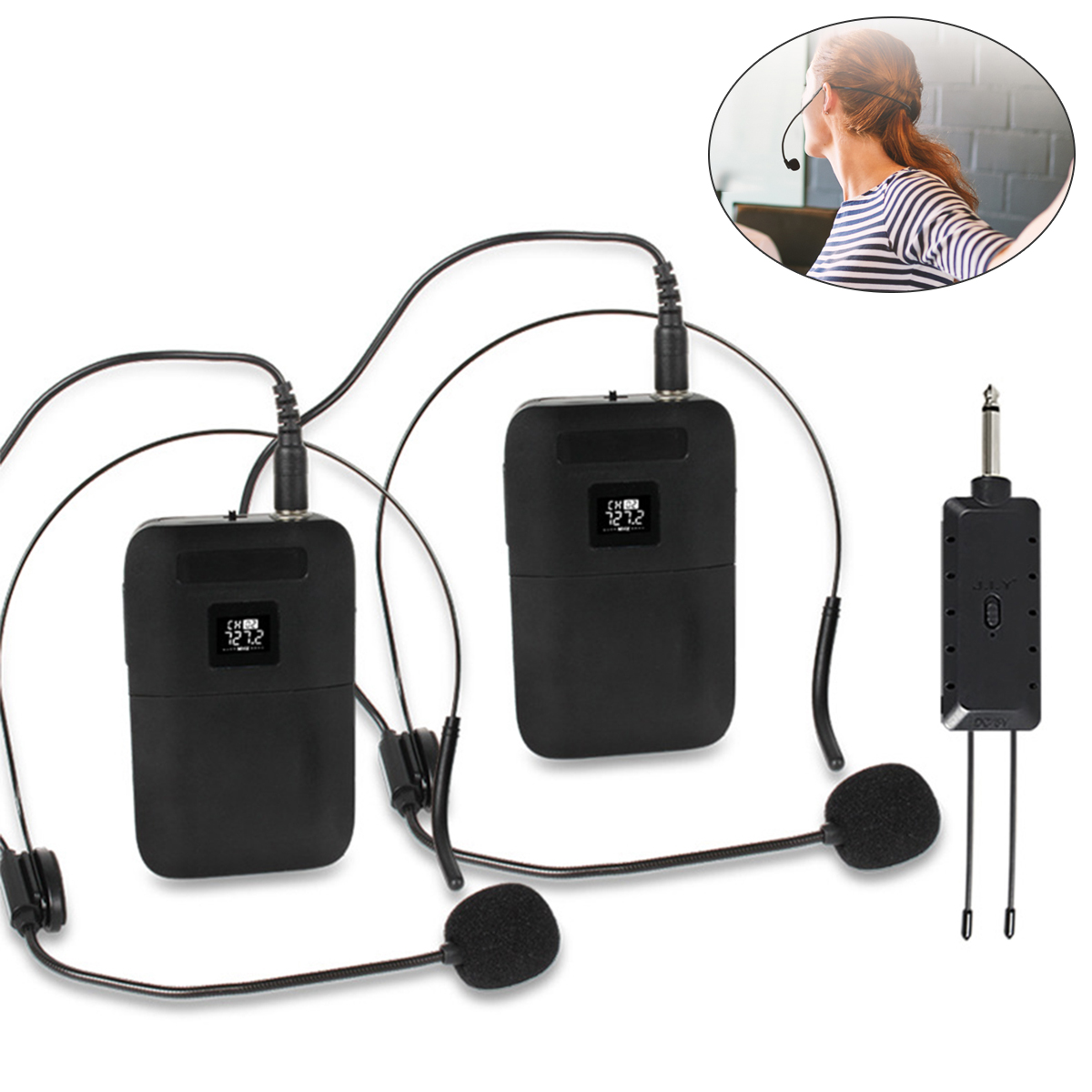 Wireless Lavalier Microphone Dual Receiver - Profesjonalny mikrofon E8 UHF, dwukanałowy, bezprzewodowy