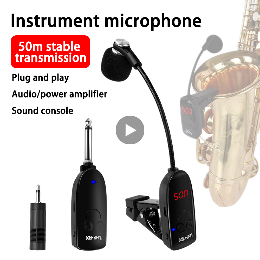 Wireless Lavalier Microphone Dual Receiver - Saxofon Bezprzewodowy Mikrofon Mikrofon Saksofon Nadajnik