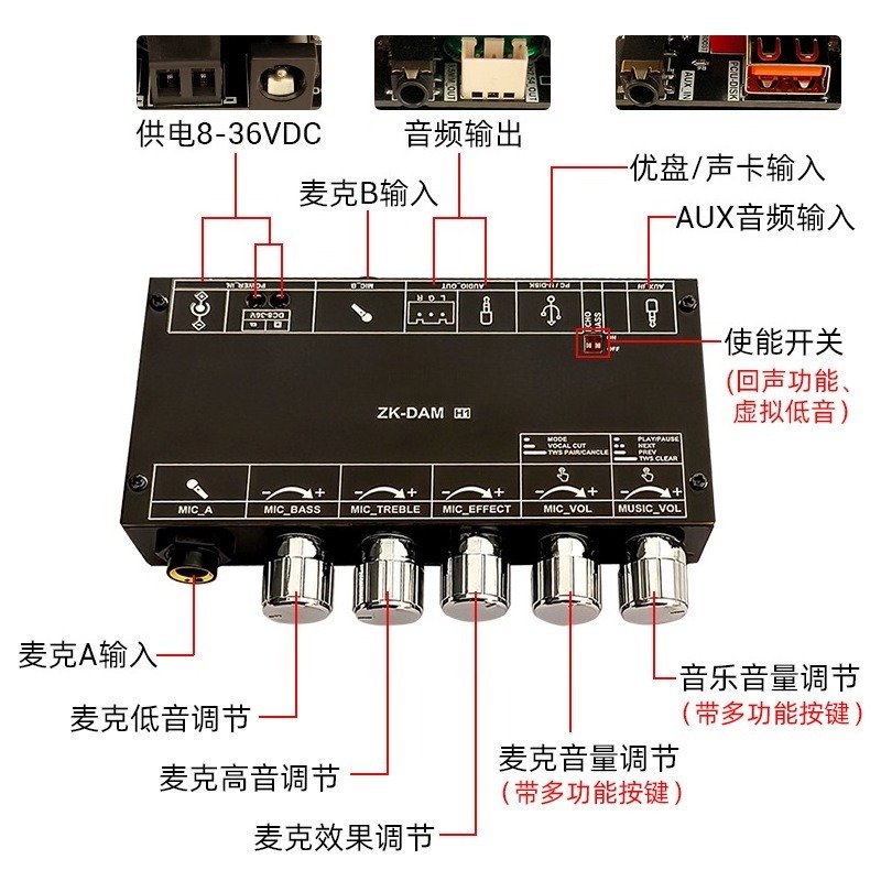 Płytka przedwzmacniacza audio  – Karaoke Amplifier Mixer Bluetooth recenzja i cena